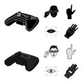 Virtual, reality, helmet, computer, technology, .Virtual reality set collection icons in black,monochrome style vector Royalty Free Stock Photo