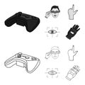 Virtual, reality, helmet, computer, technology, .Virtual reality set collection icons in outline,monochrome style vector Royalty Free Stock Photo