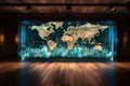 virtual reality hologram of a detailed world map