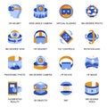 Virtual reality icons set in flat style.
