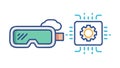 Virtual reality integration, VR headset with circuit board technology. vector design Generative AI Royalty Free Stock Photo