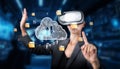 Virtual Reality Interaction with Cloud Technology and Data Management System for Online Storage and Computing Services Royalty Free Stock Photo