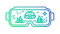 Virtual Reality Landscape: Immersive Digital Experience Headset, vector design Generative AI Royalty Free Stock Photo