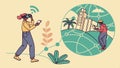Virtual reality learning, immersive education, VR tech vector design Generative AI
