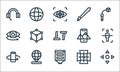 Virtual reality line icons. linear set. quality vector line set such as , d hologram, smartphone, panoramic view, ar, view, ar,