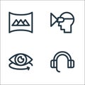 Virtual reality line icons. linear set. quality vector line set such as headset, view, vr glasses