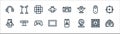 Virtual reality line icons. linear set. quality vector line set such as vr glasses, hologram, vr, ar, camera, panoramic view, vr