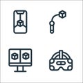 Virtual reality line icons. linear set. quality vector line set such as vr glasses, screen, pick up