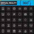 Virtual reality line icons set. Innovation technologies, AR glasses, Head-mounted display, VR gaming device. Modern flat line desi Royalty Free Stock Photo