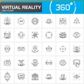Virtual reality line icons set. Innovation technologies, AR glasses, Head-mounted display, VR gaming device. Modern flat line desi Royalty Free Stock Photo