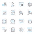 Virtual Reality linear icons set. Immersive, Innovative, Futuristic, Mind-bending, Engaging, Interactivity, Presence