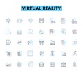 Virtual reality linear icons set. Immersive, Interactive, Simulated, Digital, Spatial, Sensational, Transformative line