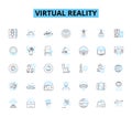 Virtual reality linear icons set. Immersive, Interactive, Simulated, Digital, Spatial, Sensational, Transformative line