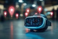 virtual reality mapping, location pins in a vr headset create immersive experience with vast virtual landscapes and room