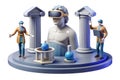 Virtual Reality Museum Experience with Classical Statues Royalty Free Stock Photo