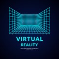 Virtual reality and new technologies for games. Room with perspective grid. Royalty Free Stock Photo
