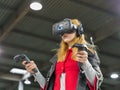 Virtual reality Nomi Vive game, Kiev Plug-in Ukraine 2017 Exhibition. Royalty Free Stock Photo