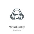 Virtual reality outline vector icon. Thin line black virtual reality icon, flat vector simple element illustration from editable Royalty Free Stock Photo
