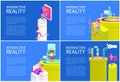 Virtual Reality Posters Set Vector Illustration Royalty Free Stock Photo