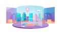 Virtual Reality Room with Interactive City Map, vector design Generative AI Royalty Free Stock Photo