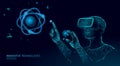 Virtual reality science research concept. Engineer work on project augmented reality. 3D glasses headset vr data Royalty Free Stock Photo