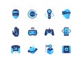 Virtual reality - set of flat design style icons