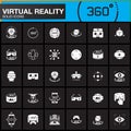 Virtual reality solid icons set. Innovation technologies, AR glasses, Head-mounted display, VR gaming device. Modern flat design v Royalty Free Stock Photo