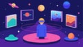 A virtual reality space where visitors can create and curate their own art exhibits using a selection of digital pieces Royalty Free Stock Photo