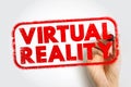 Virtual Reality stamp written by hand on a transparent surface, representing immersive technology, digital simulation, innovation Royalty Free Stock Photo