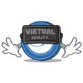 With virtual reality Syscoin mascot cartoon style