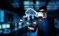 Virtual Reality Technology Enhancing Cloud Computing Experience for Online Business and Network Management with Royalty Free Stock Photo