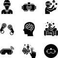 Virtual reality technology icons set for immersive experience Royalty Free Stock Photo