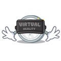 With virtual reality Tron coin character cartoon