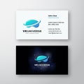 Virtual Reality Universe Abstract Vector Sign or Logo and Business Card Template. Premium Stationary Realistic Mock Up