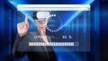 Virtual Reality User Engaged in Software Update Process with Progress Indicator in a Modern Technology Environment XDMCP Royalty Free Stock Photo