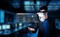 Virtual Reality User Engaging with Cybersecurity Concepts and Data Protection in a Modern Workspace Environment XDMCP Royalty Free Stock Photo