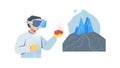 Virtual Reality Volcano Experience, vector design Generative AI Royalty Free Stock Photo