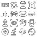 Virtual Reality and VR Gaming Icons Set. Vector Royalty Free Stock Photo