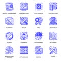 Virtual Reality web flat line icons set. Pack outline pictogram
