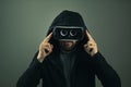 Virtual Reality web hacker. Identity theft on the internet Royalty Free Stock Photo