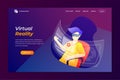 virtual realty landing page design template. vector illustration