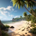 a virtual representation of a secluded beach with untouched summer sand trending on artstation