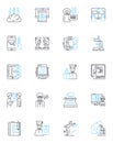 Virtual schooling linear icons set. Online-learning, Distance-education, Web-based-learning, Remote-instruction, E