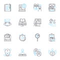 Virtual schooling linear icons set. Online-learning, Distance-education, Web-based-learning, Remote-instruction, E