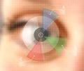 Virtual screen eye infographics blurred effect