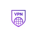 Virtual server vpn network line icon. Wifi private protect vector access safe logo shield protocol