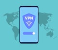 Virtual server vpn network line icon. Wifi private protect vector access safe logo shield protocol