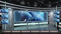 Virtual TV Studio News Set 1.2.11 Green screen background. 3d Rendering