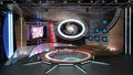 Virtual TV Studio News Set 6. 3d Rendering. Royalty Free Stock Photo