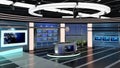 Virtual TV Studio News Set 23-4. 3d Rendering. Royalty Free Stock Photo